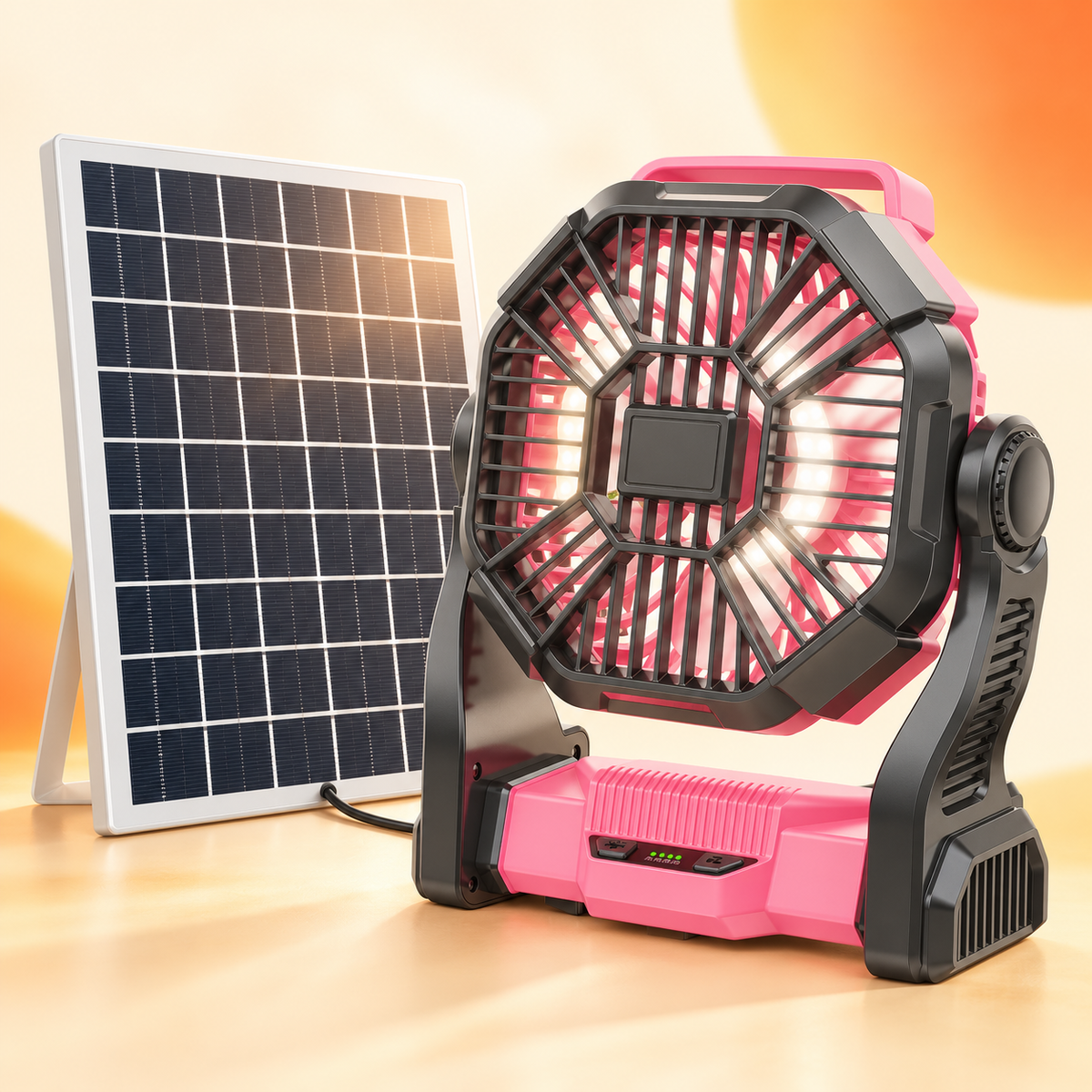 30,000mAh Solar Camping Fan with LED Light & 10W Solar Panel