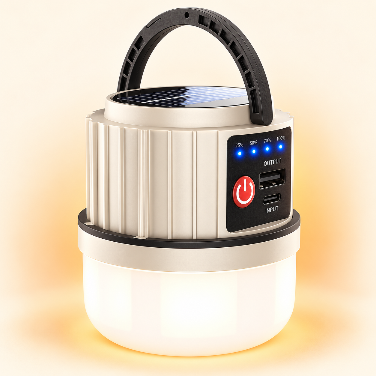 Solar LED Camping Lantern with 7 Light Modes & Power Bank
